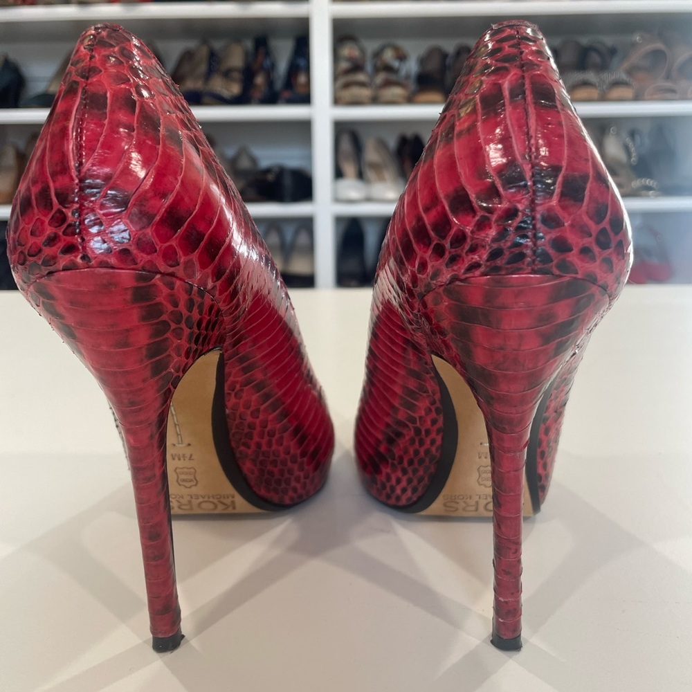Kors Michael Kors Red Python Heels - image 7